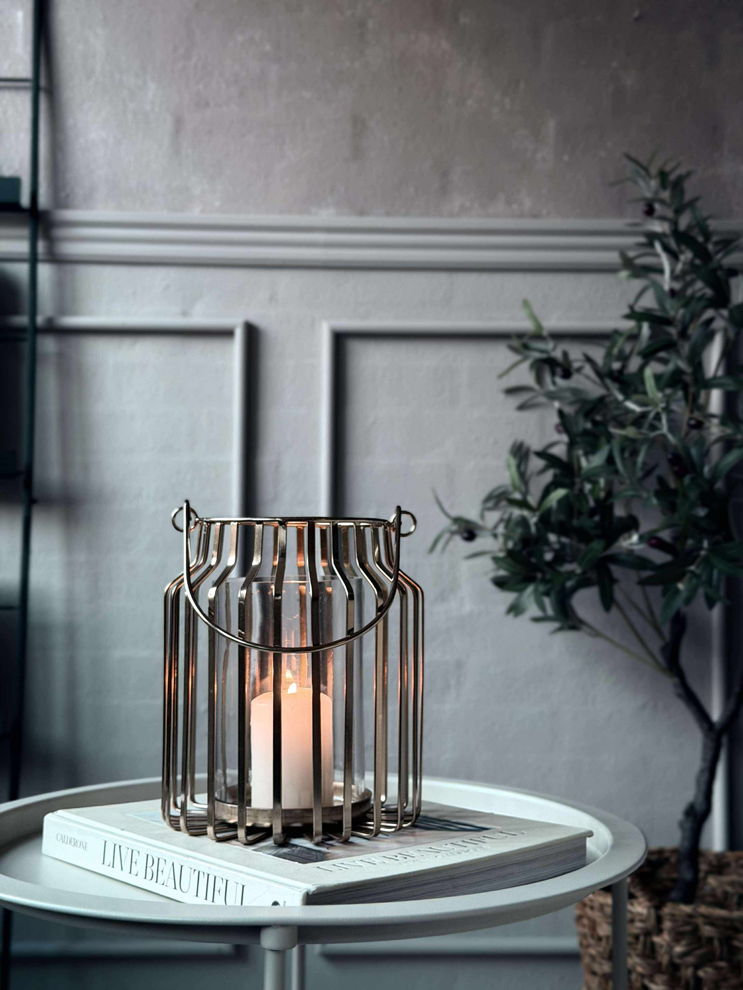 Lanterne med glas - Gold 21cm