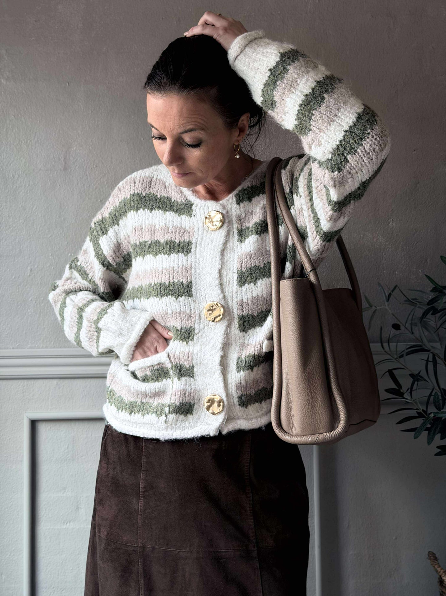 Cardigan Grøn strib
