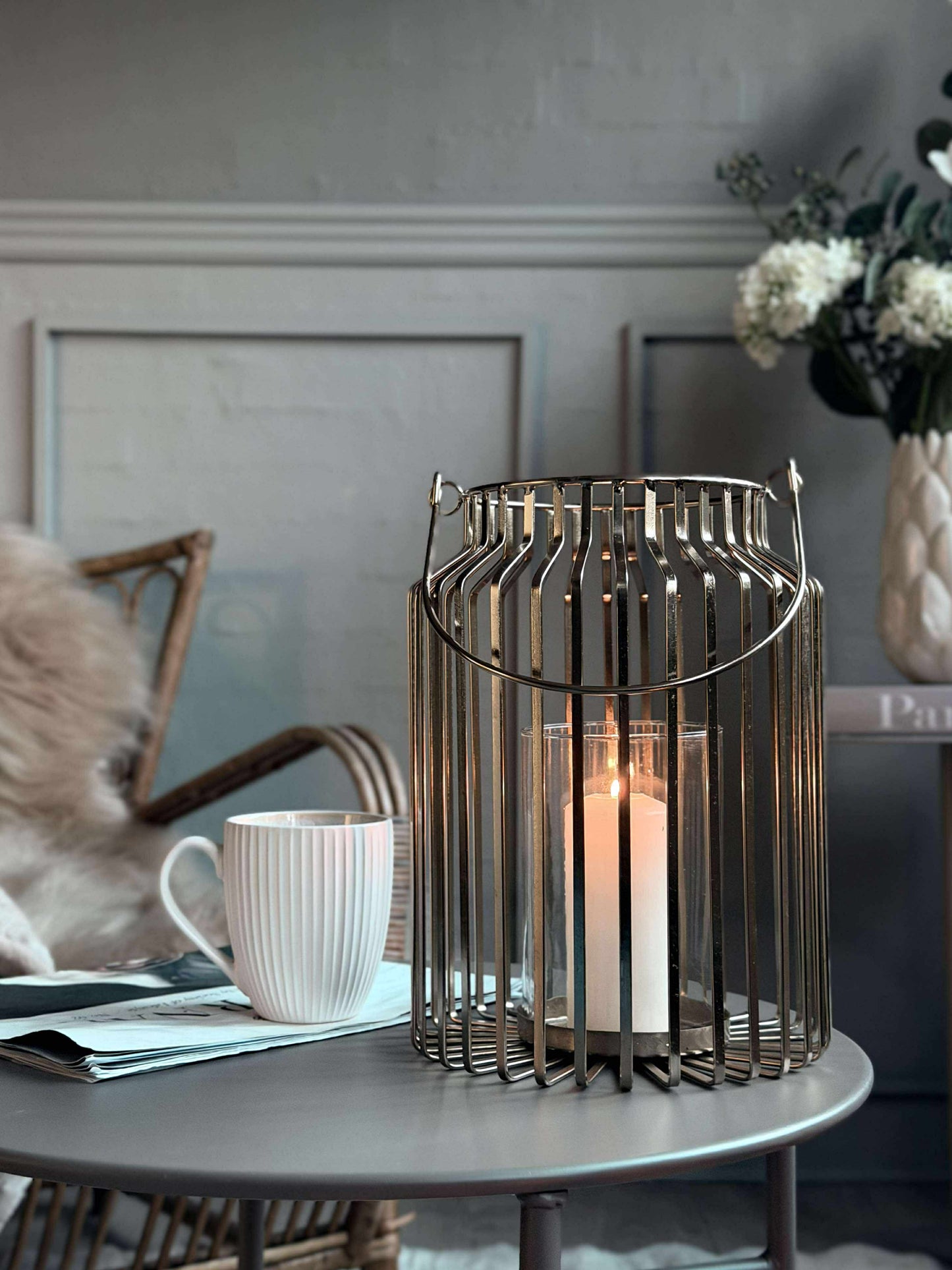 Lanterne med glas - Gold 29cm