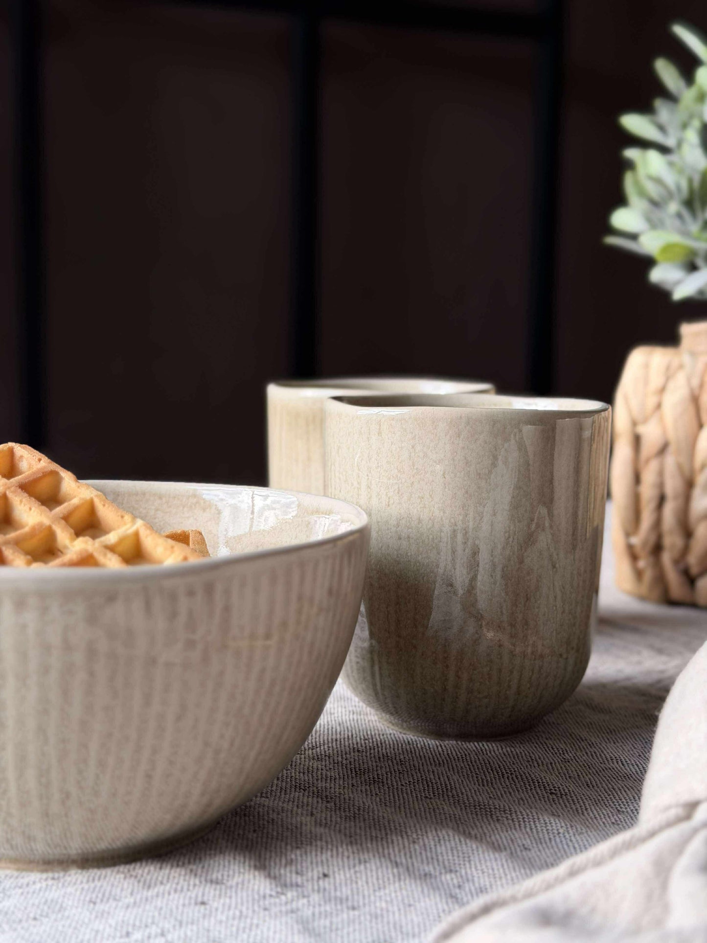 Skål Lydia keramik - Sæt med 4 stk Beige