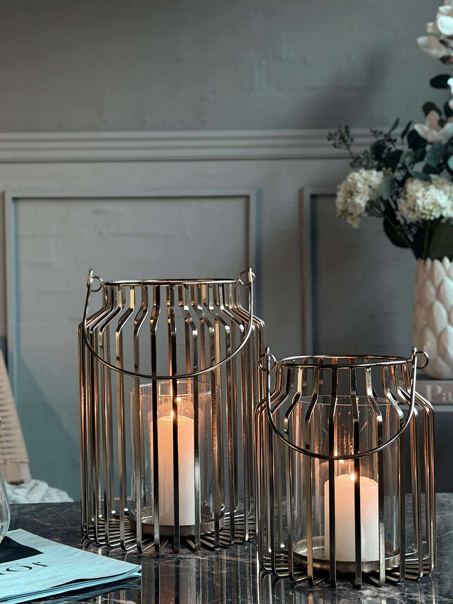 Lanterne med glas - Gold 29cm