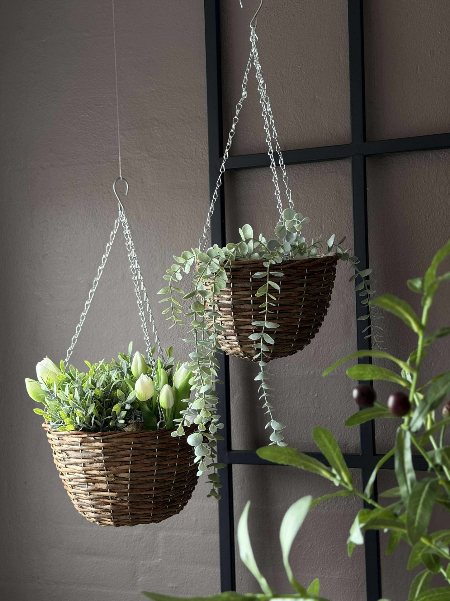 Hængepotte i pil - sæt med 2 stk