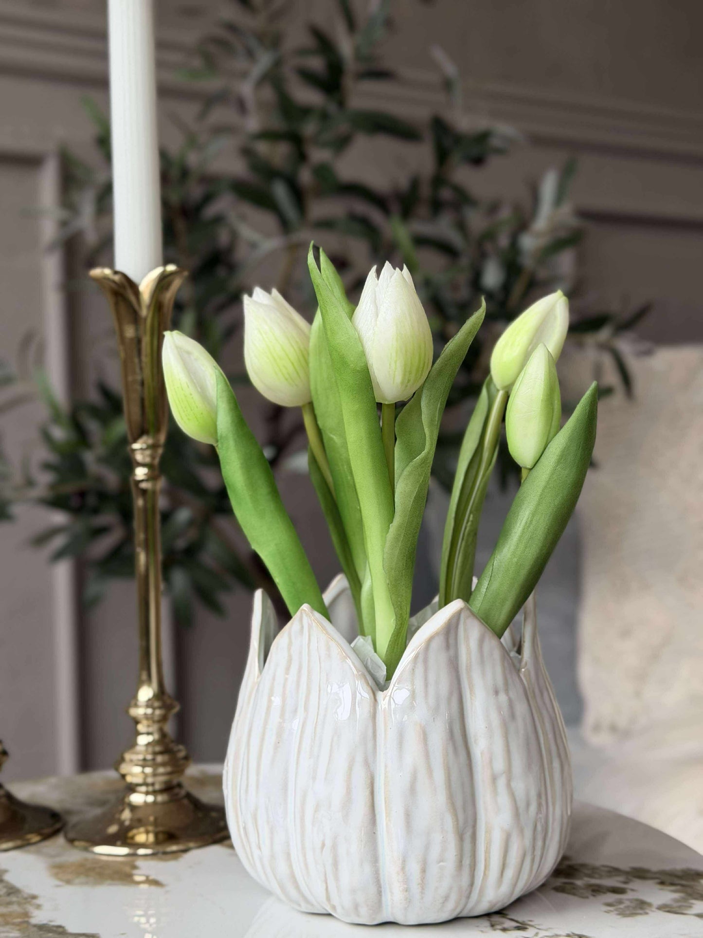 Tulipan i potte - Hvid