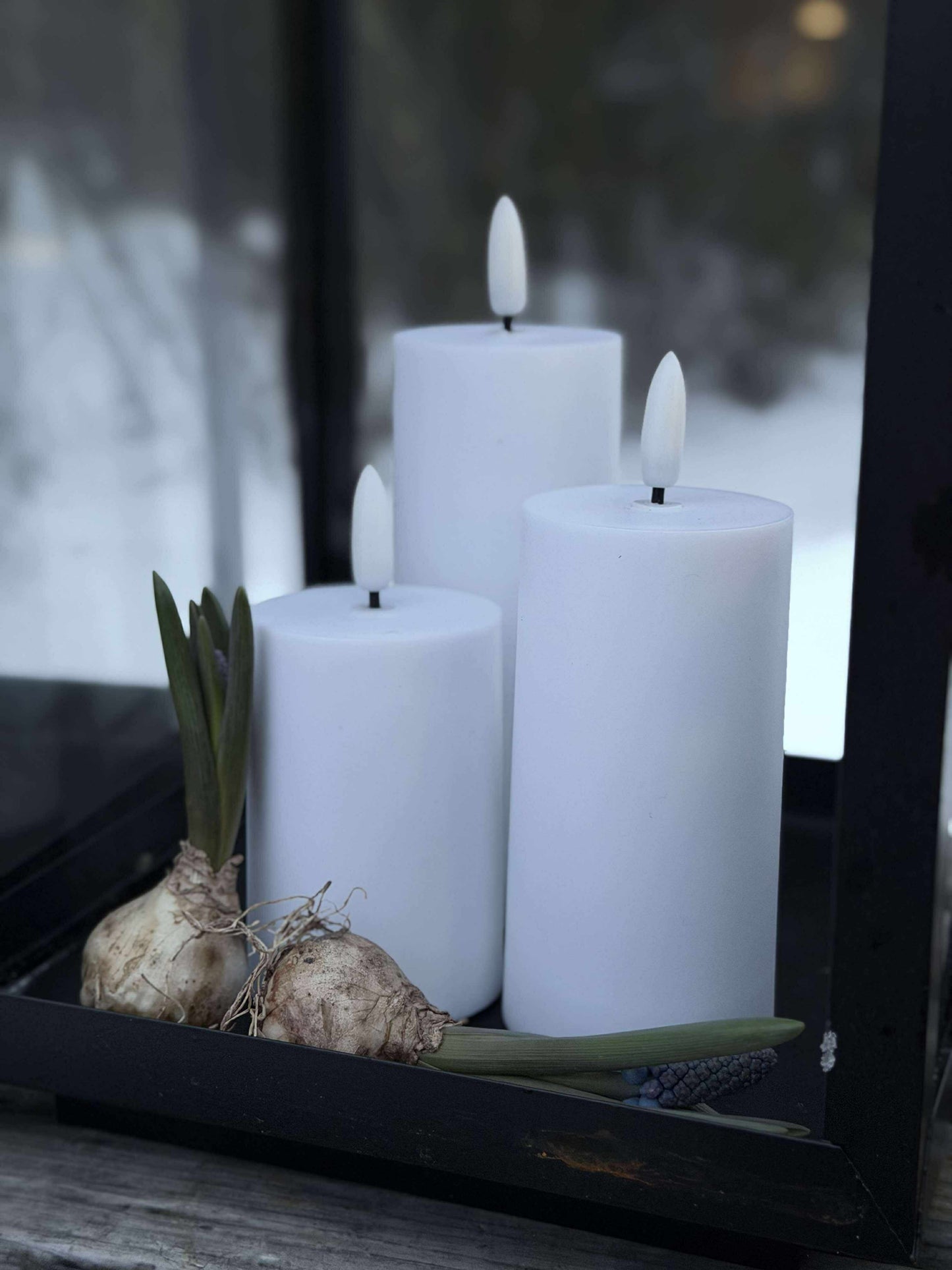 LED Udendørs Bloklys Sæt af 3 stk - Hvid