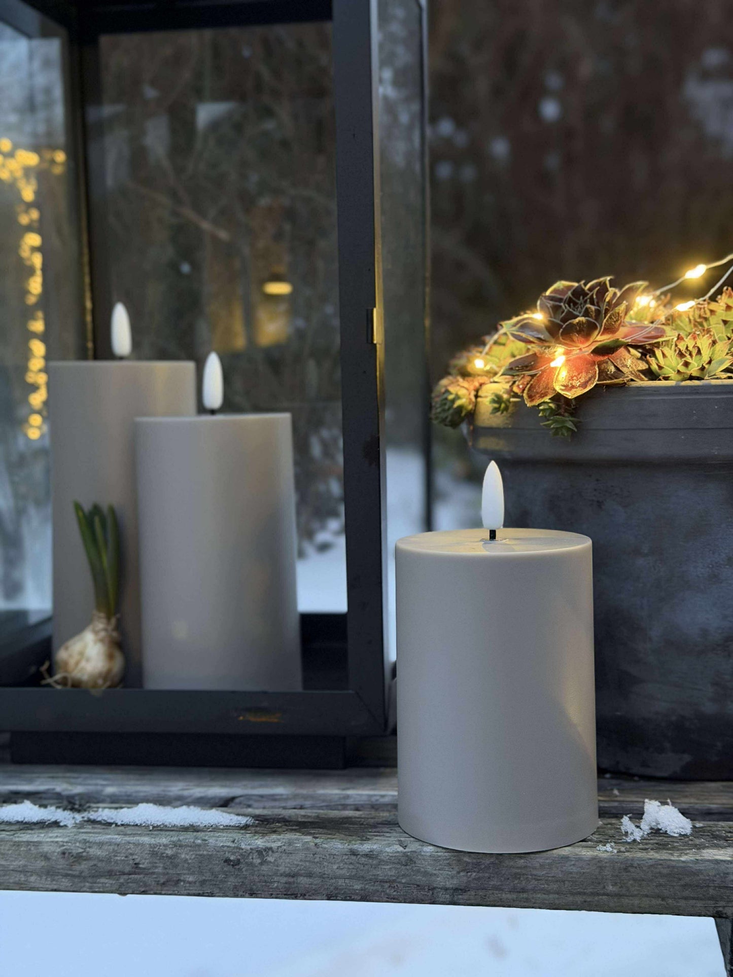 LED Udendørs Bloklys sæt af 3 stk – Sand