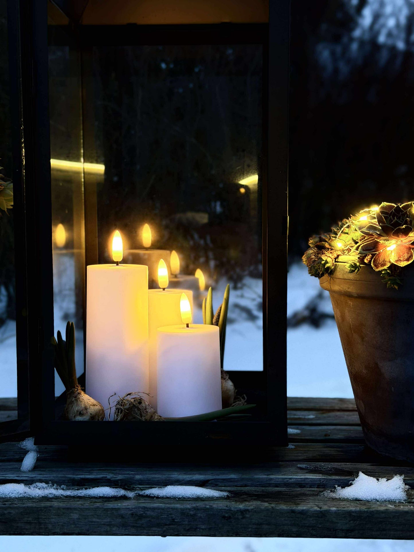 LED Udendørs Bloklys Sæt af 3 stk - Hvid