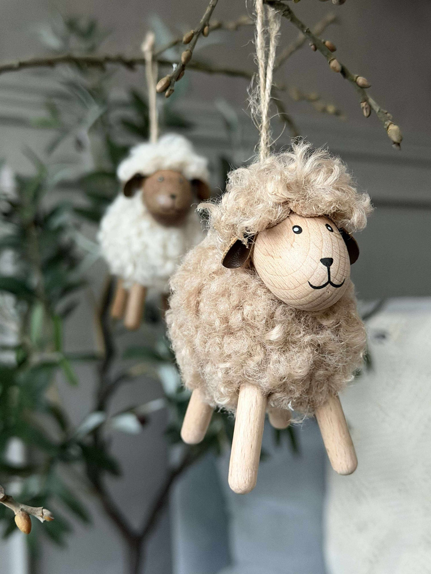 Får Fluffy Bøg/Natur 8cm
