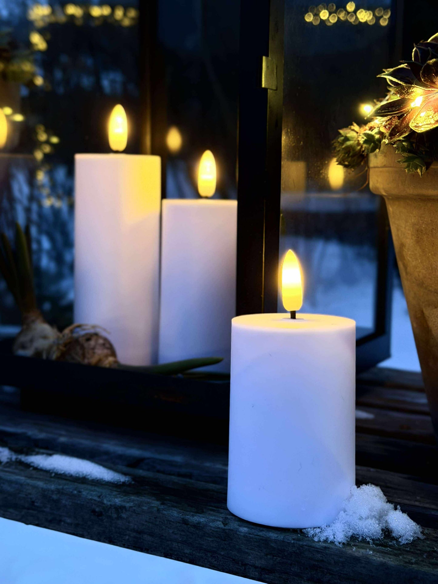 LED Udendørs Bloklys Sæt af 3 stk - Hvid