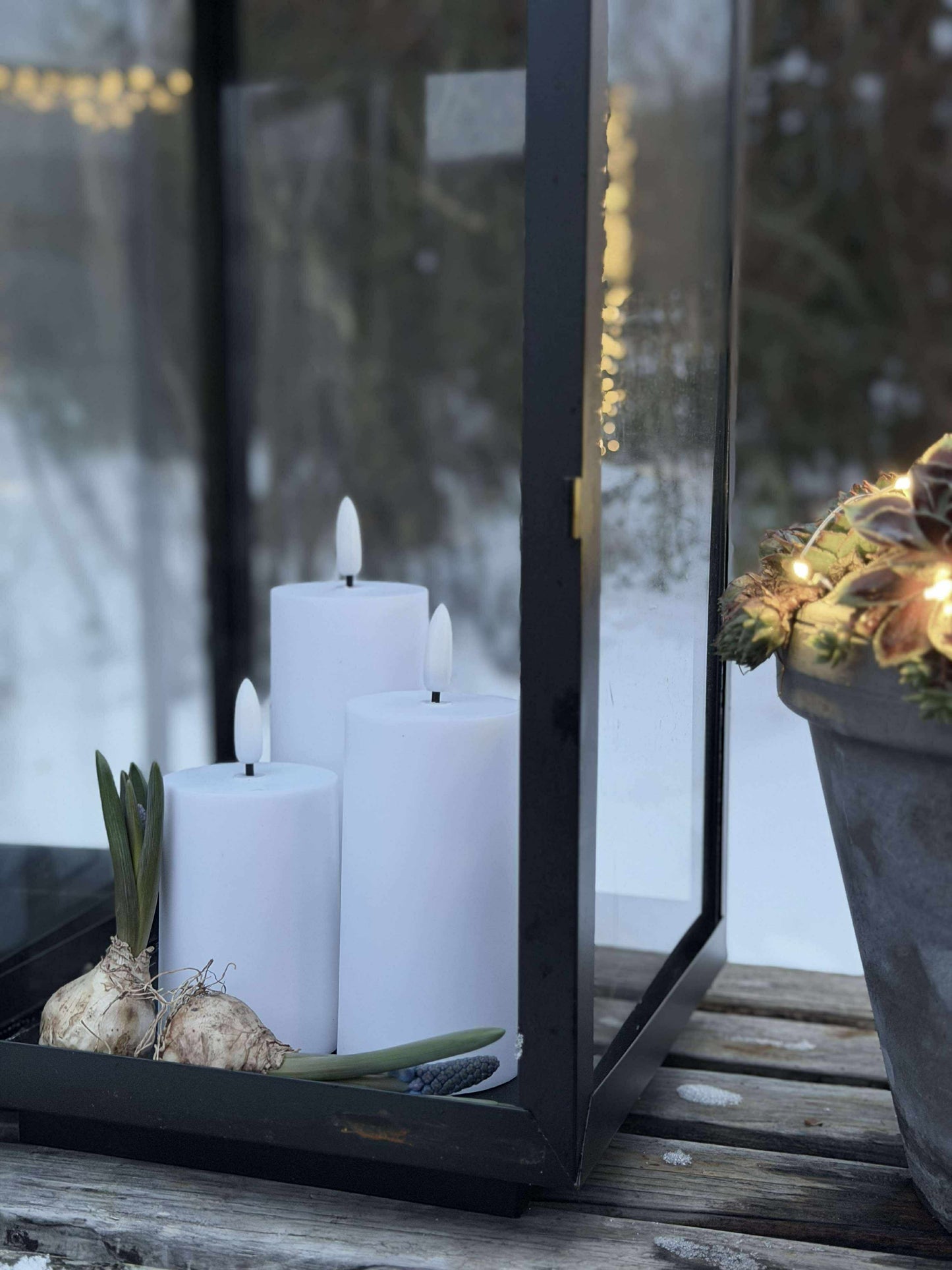 LED Udendørs Bloklys Sæt af 3 stk - Hvid