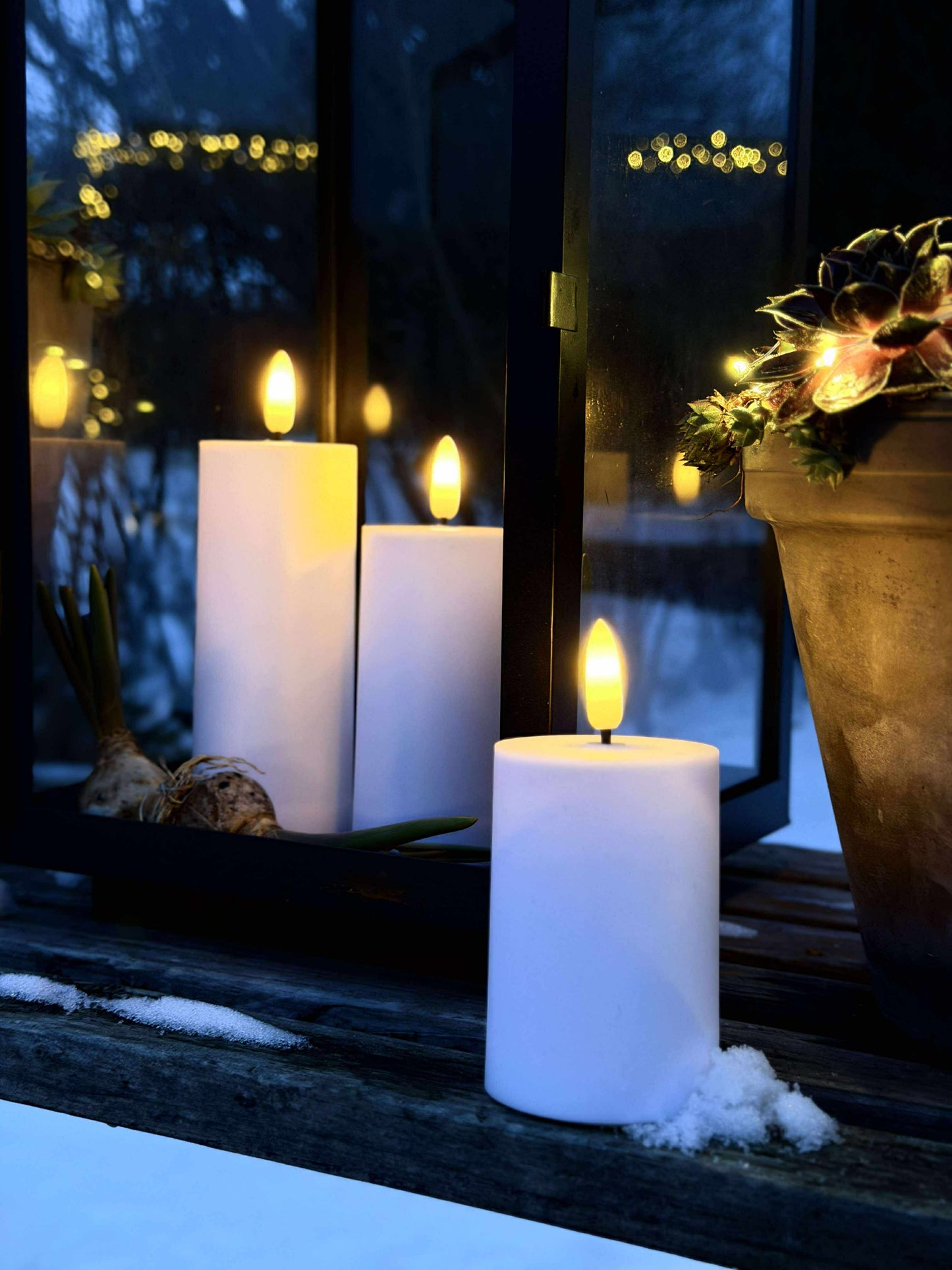 LED Udendørs Bloklys Sæt af 3 stk - Hvid