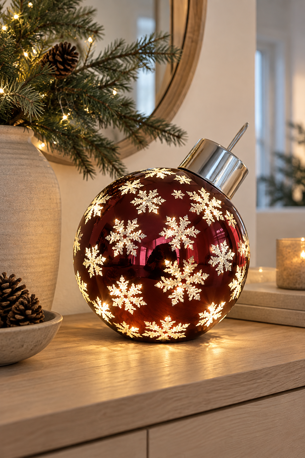Julekugle med led lys