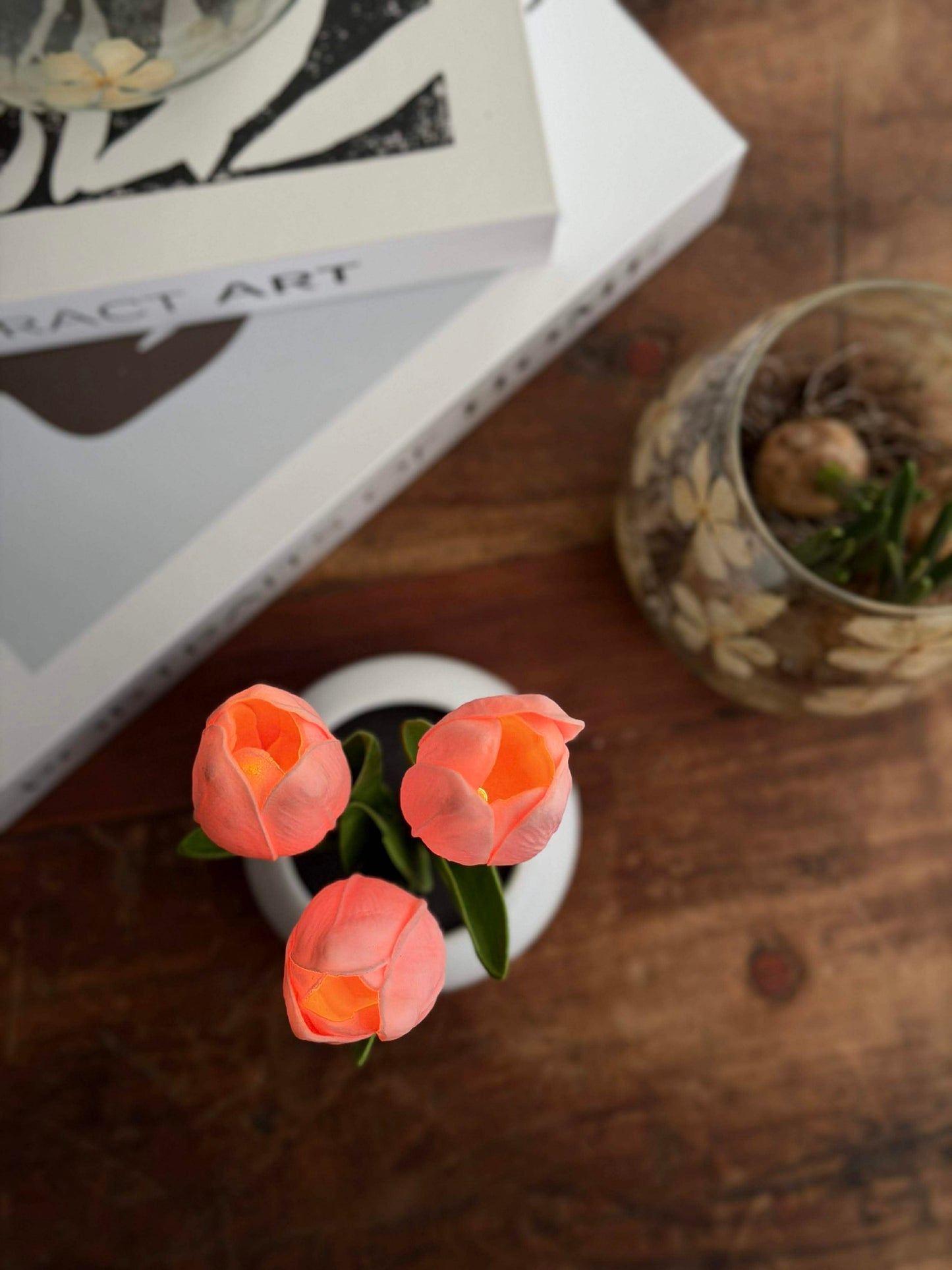 Tulipaner med lys - Rosa