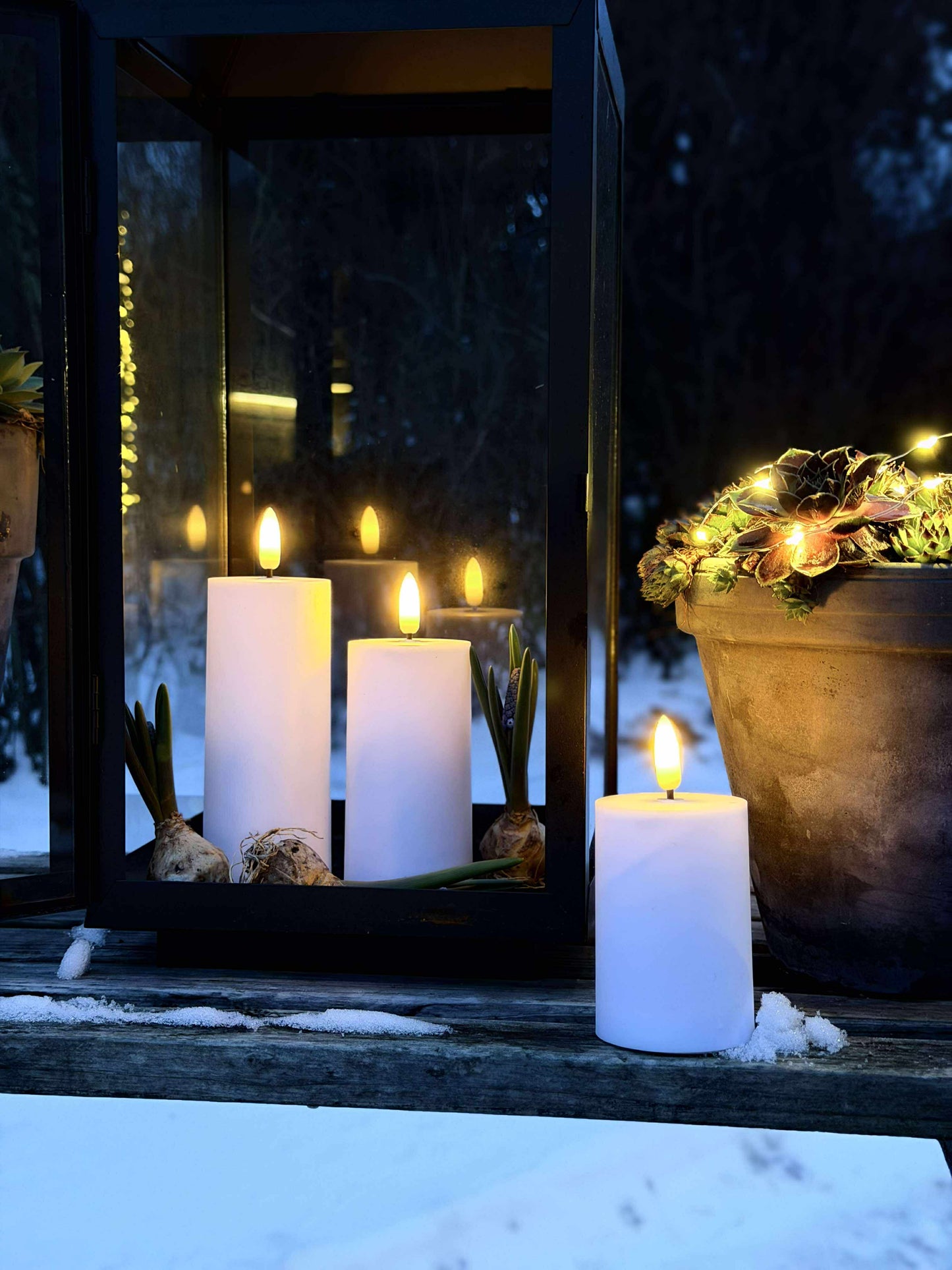 LED Udendørs Bloklys Sæt af 3 stk - Hvid