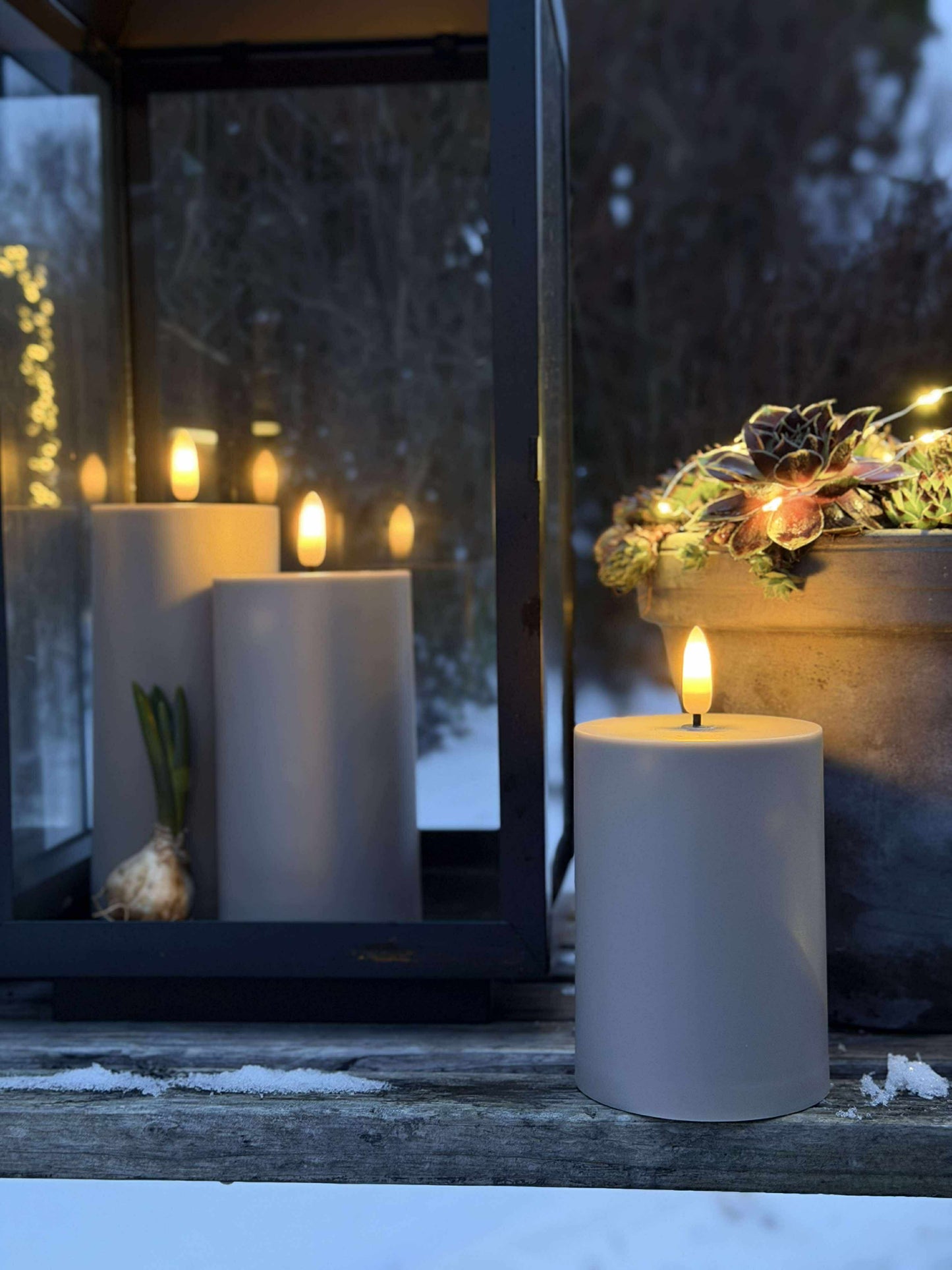 LED Udendørs Bloklys sæt af 3 stk – Sand