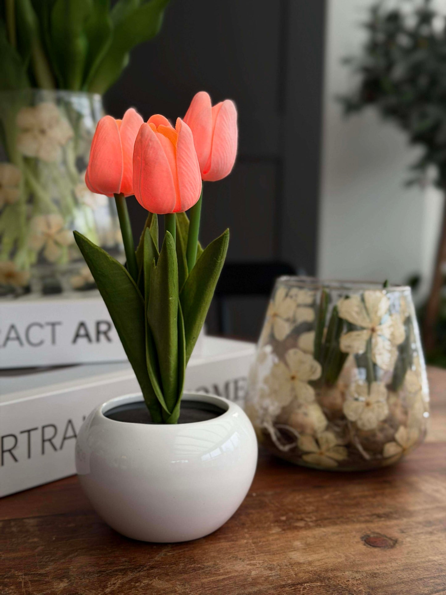 Tulipaner med lys - Rosa