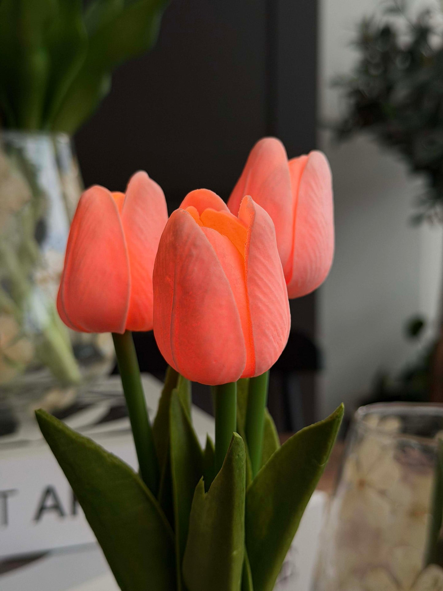 Tulipaner med lys - Rosa