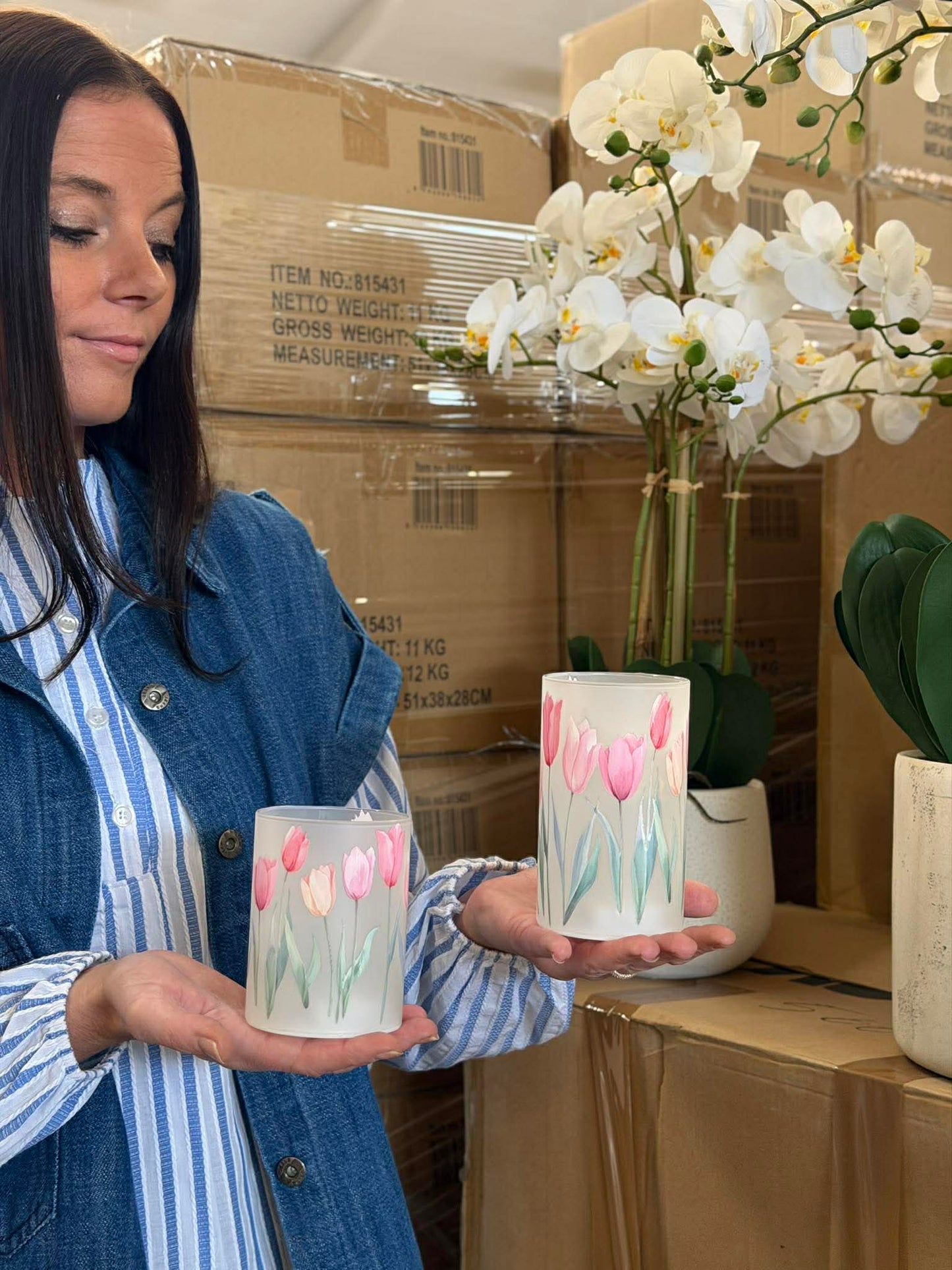 Tulipan stager med led lys - 2 stk.
