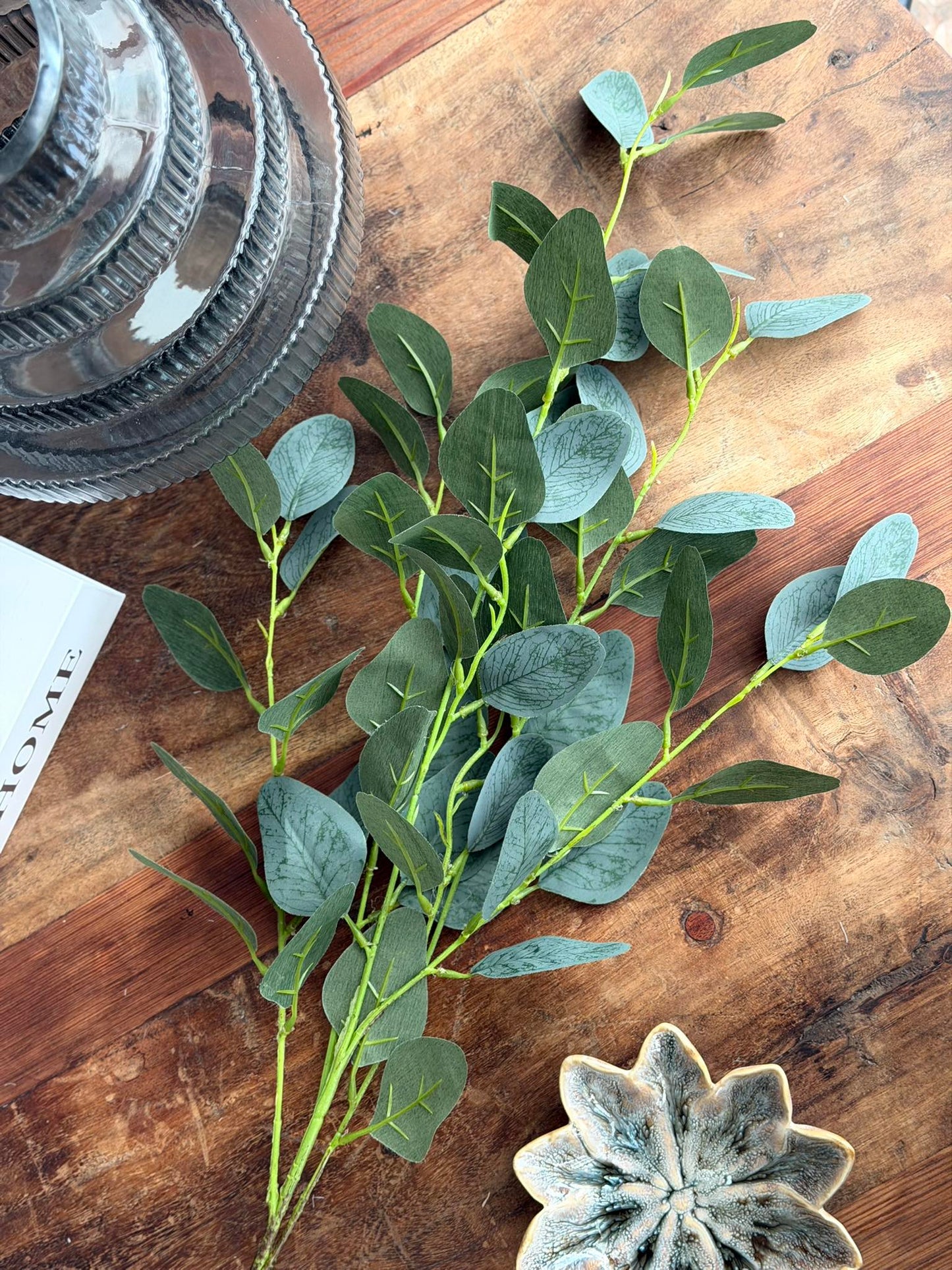 Eucalyptus gren med lys - 100cm