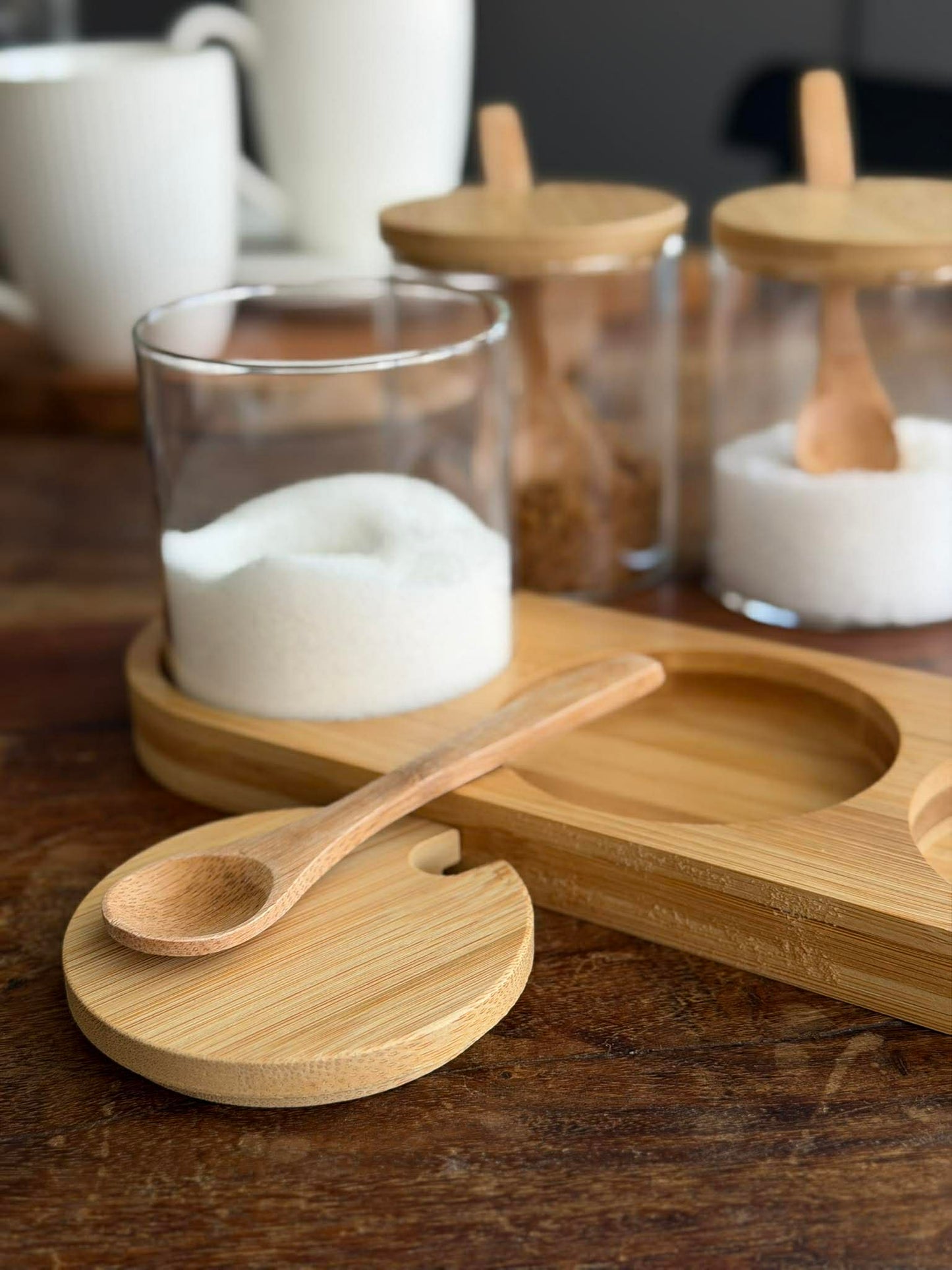 Bakke sæt med bakke, 3 glas og skeer