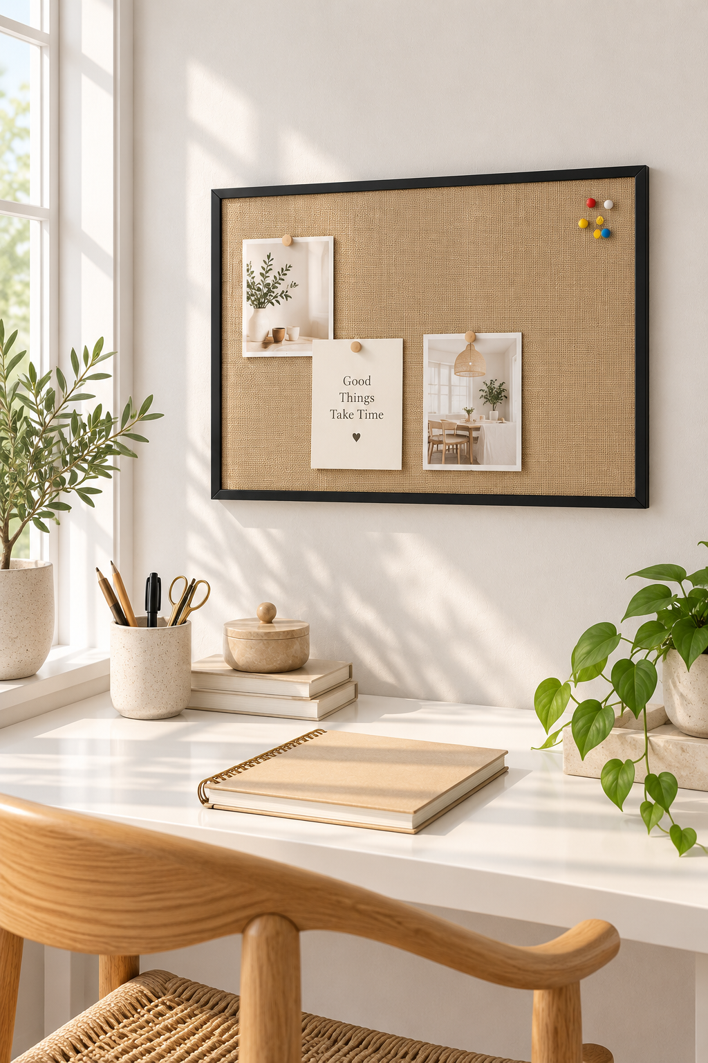 Hessian opslagstavle m. Sort Træramme – 60x40