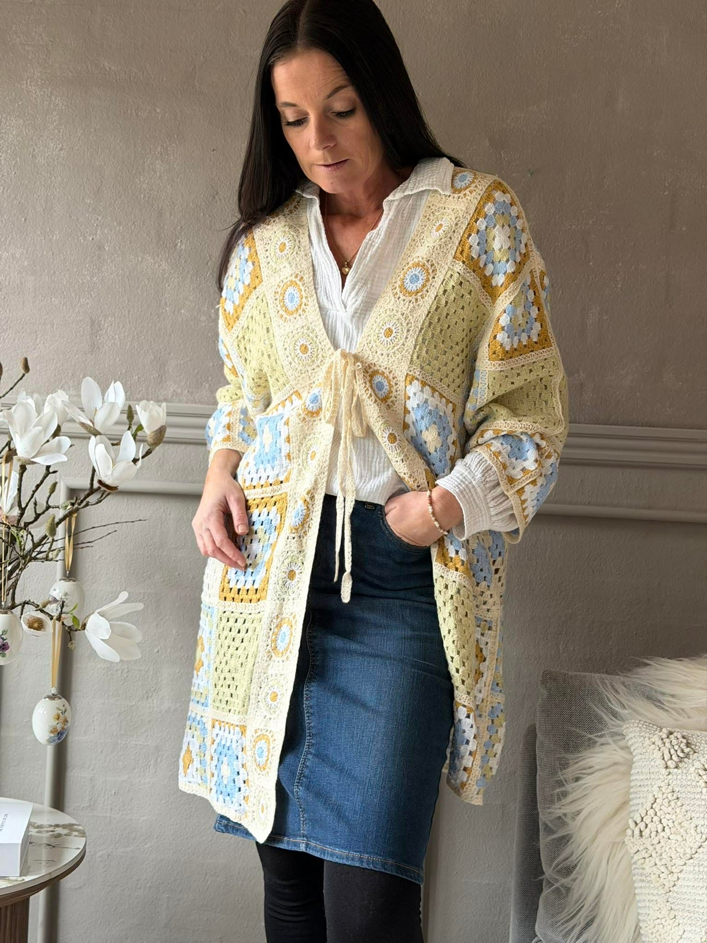 Cardigan Boho - Lys grøn