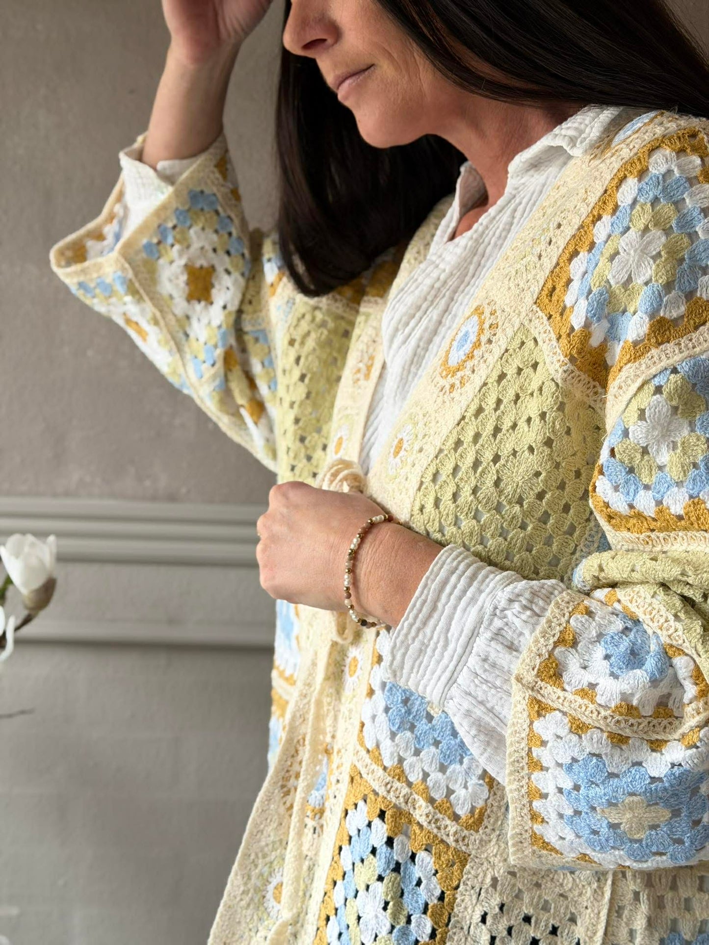 Cardigan Boho - Lys grøn