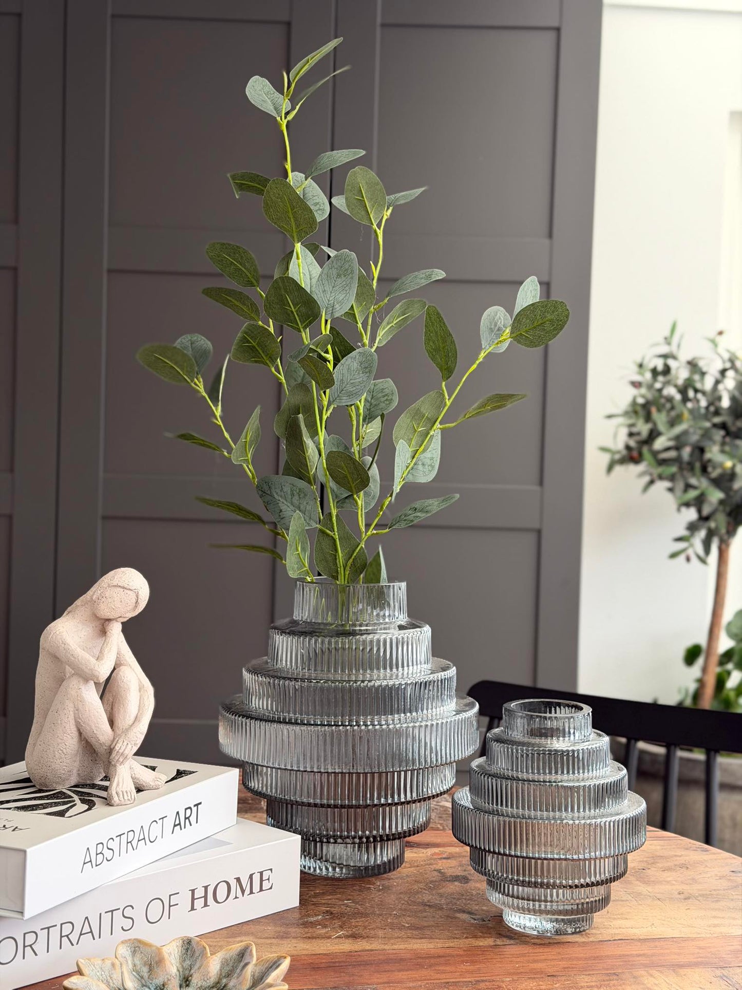 Eucalyptus gren med lys - 100cm
