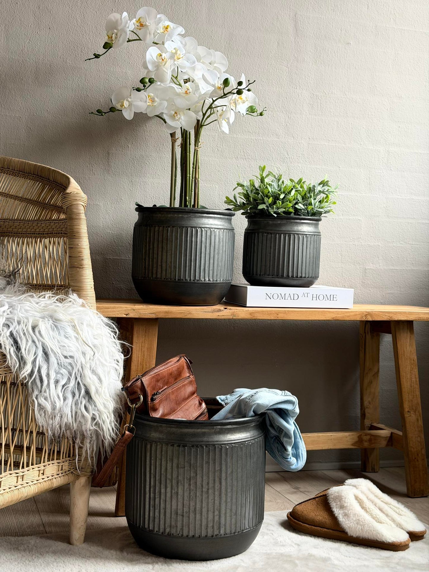 Zink potte med riller – 3 stk.