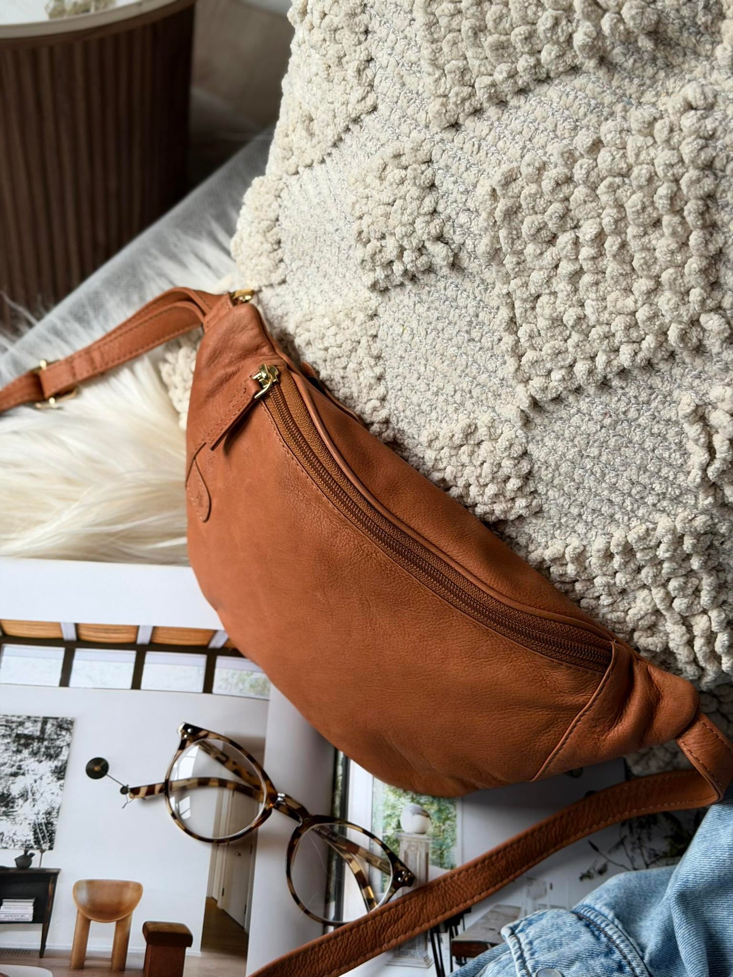 Bumbag Misse - Cognac / Gold