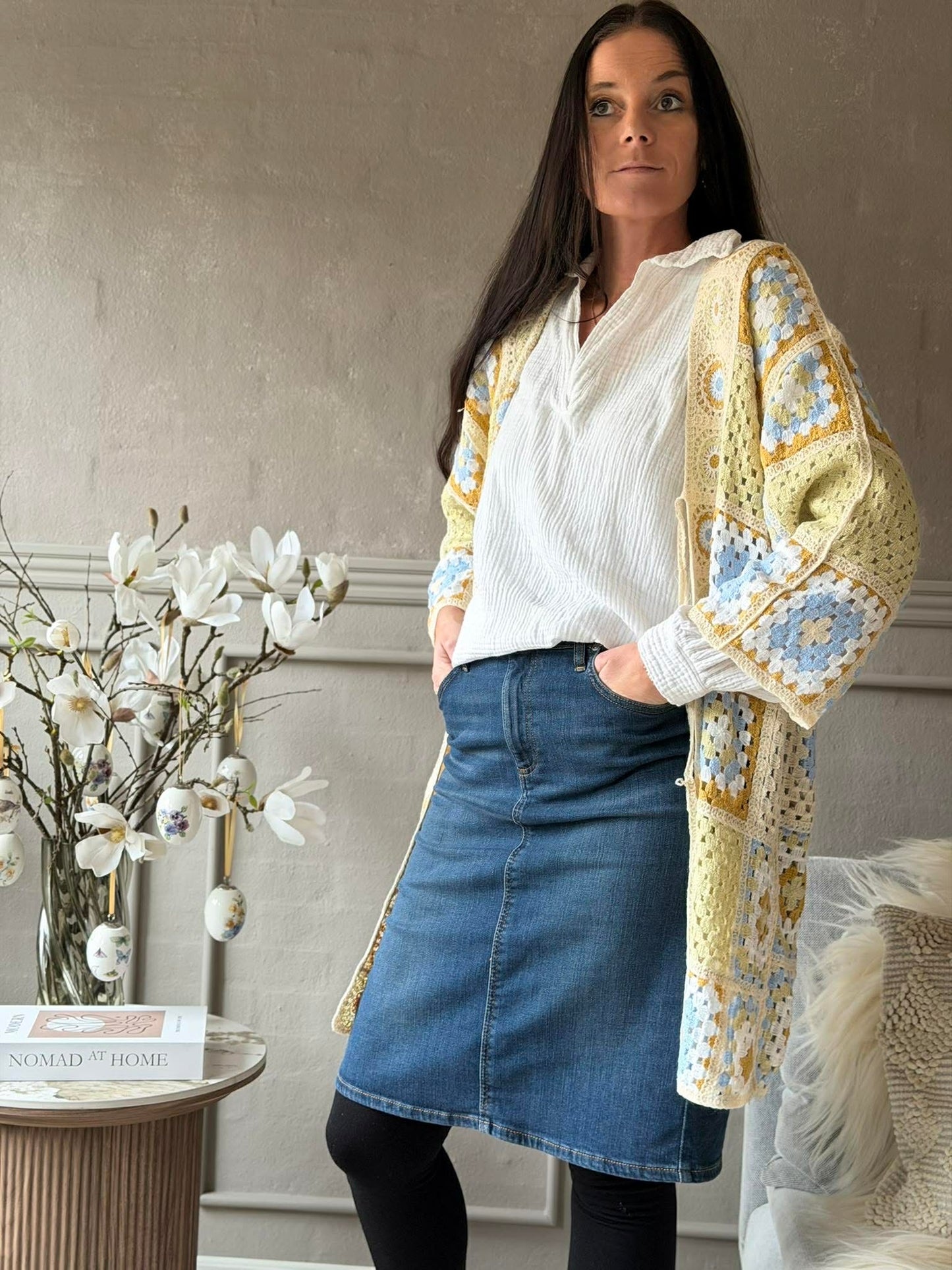 Cardigan Boho - Lys grøn