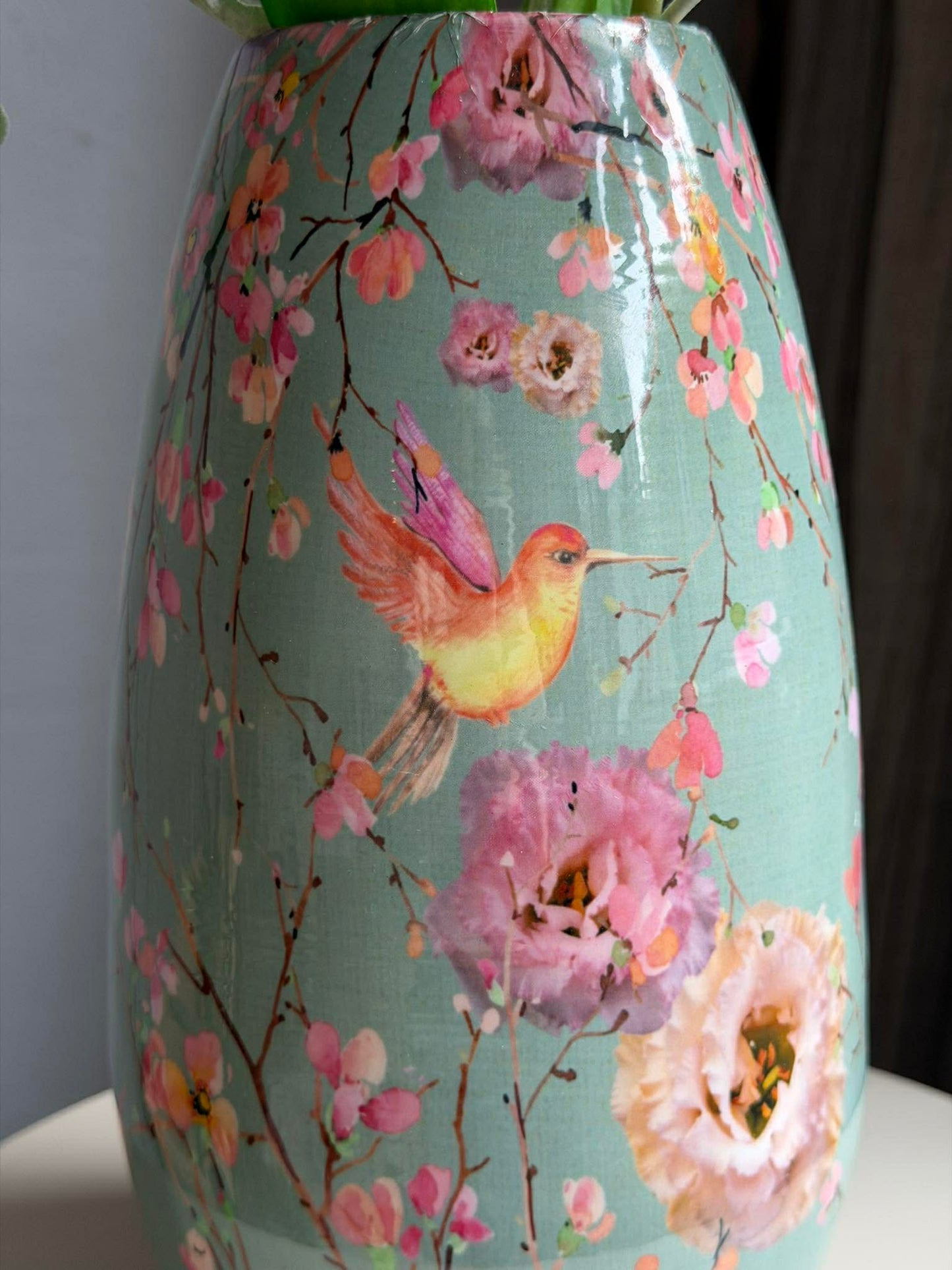 Vase Flower print 25 cm - Grøn