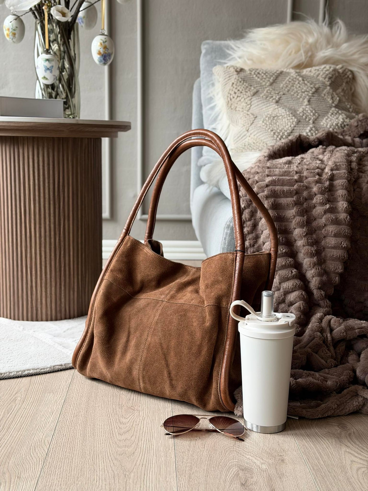 Shopper i ruskind - Walnut