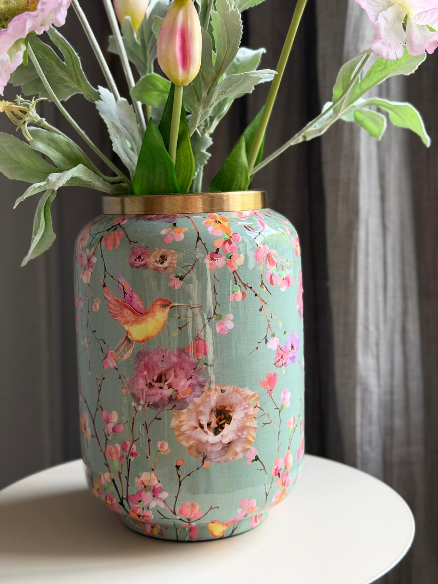Vase Flower print  - Grøn