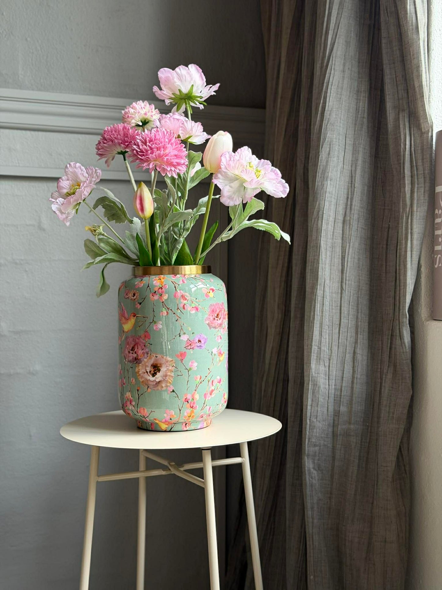 Vase Flower print  - Grøn