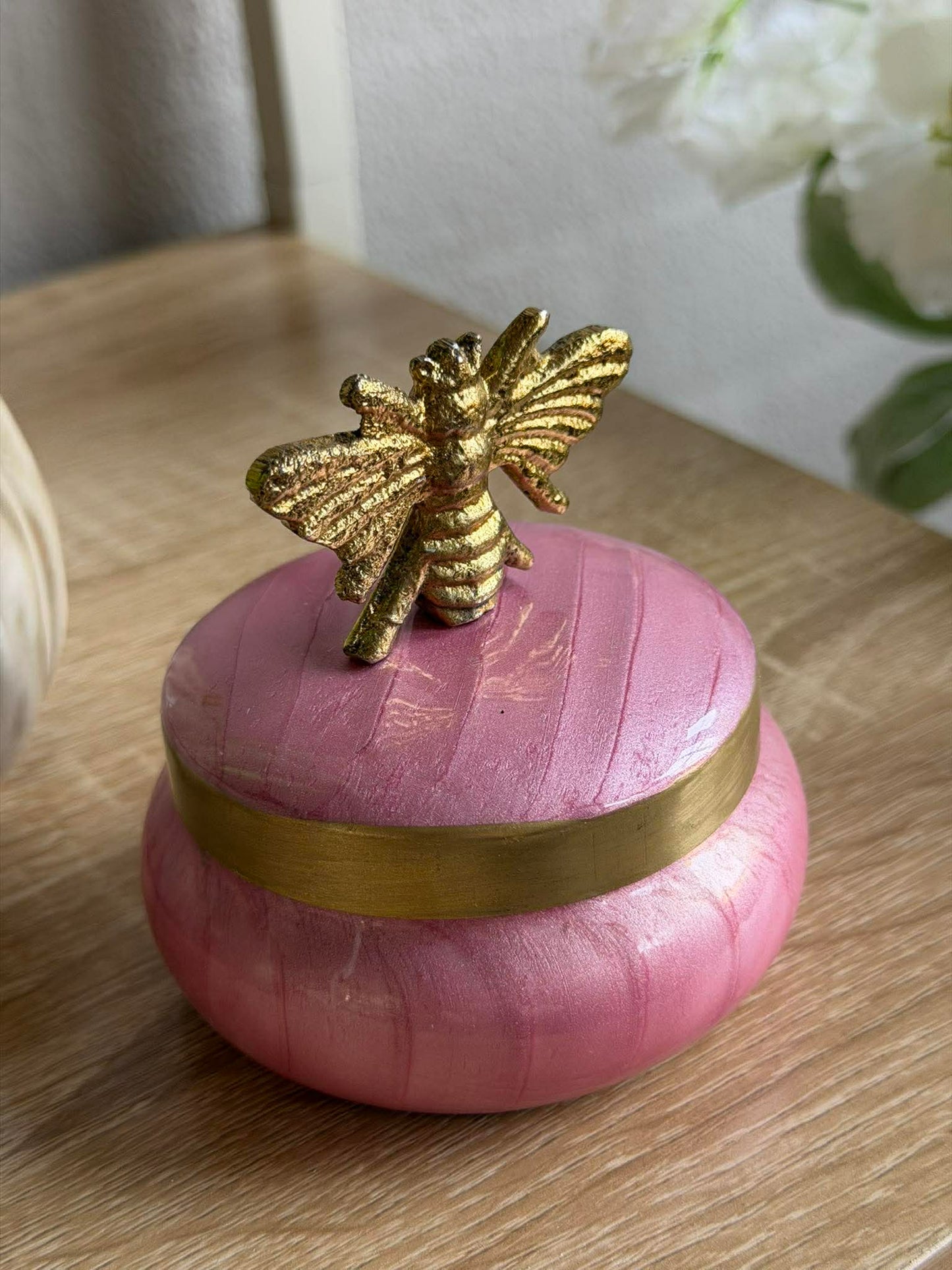 Krukke med låg – Pink med Bi