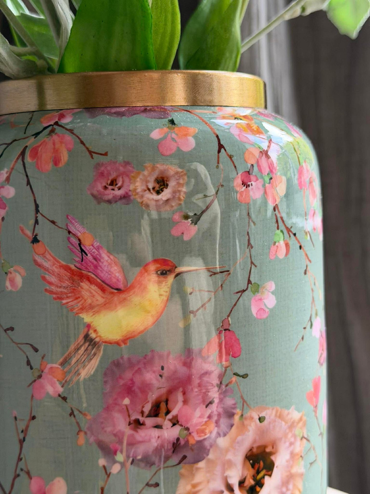 Vase Flower print  - Grøn