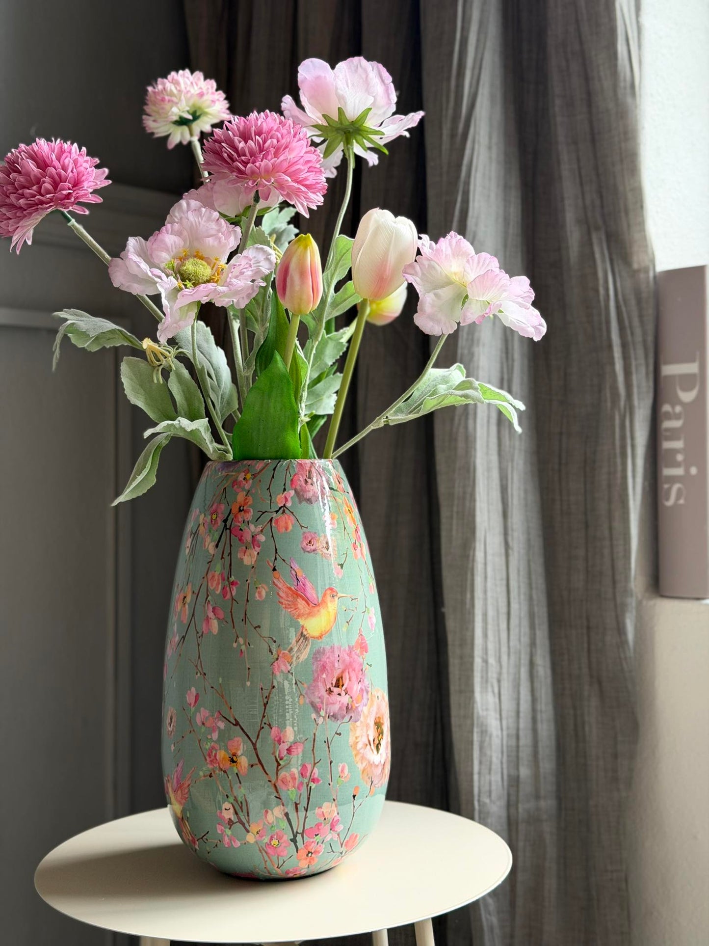 Vase Flower print 25 cm - Grøn