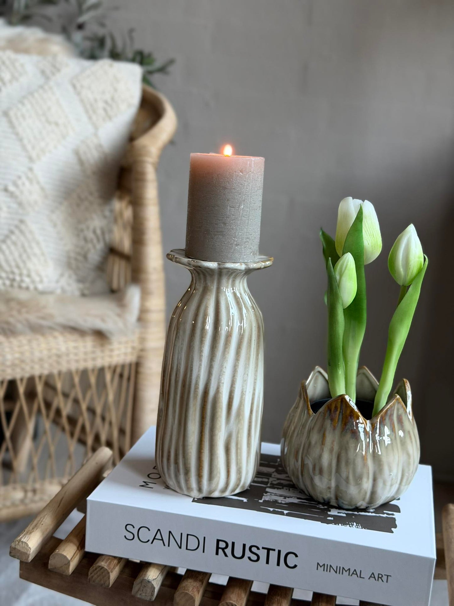 Vase flower - Beige