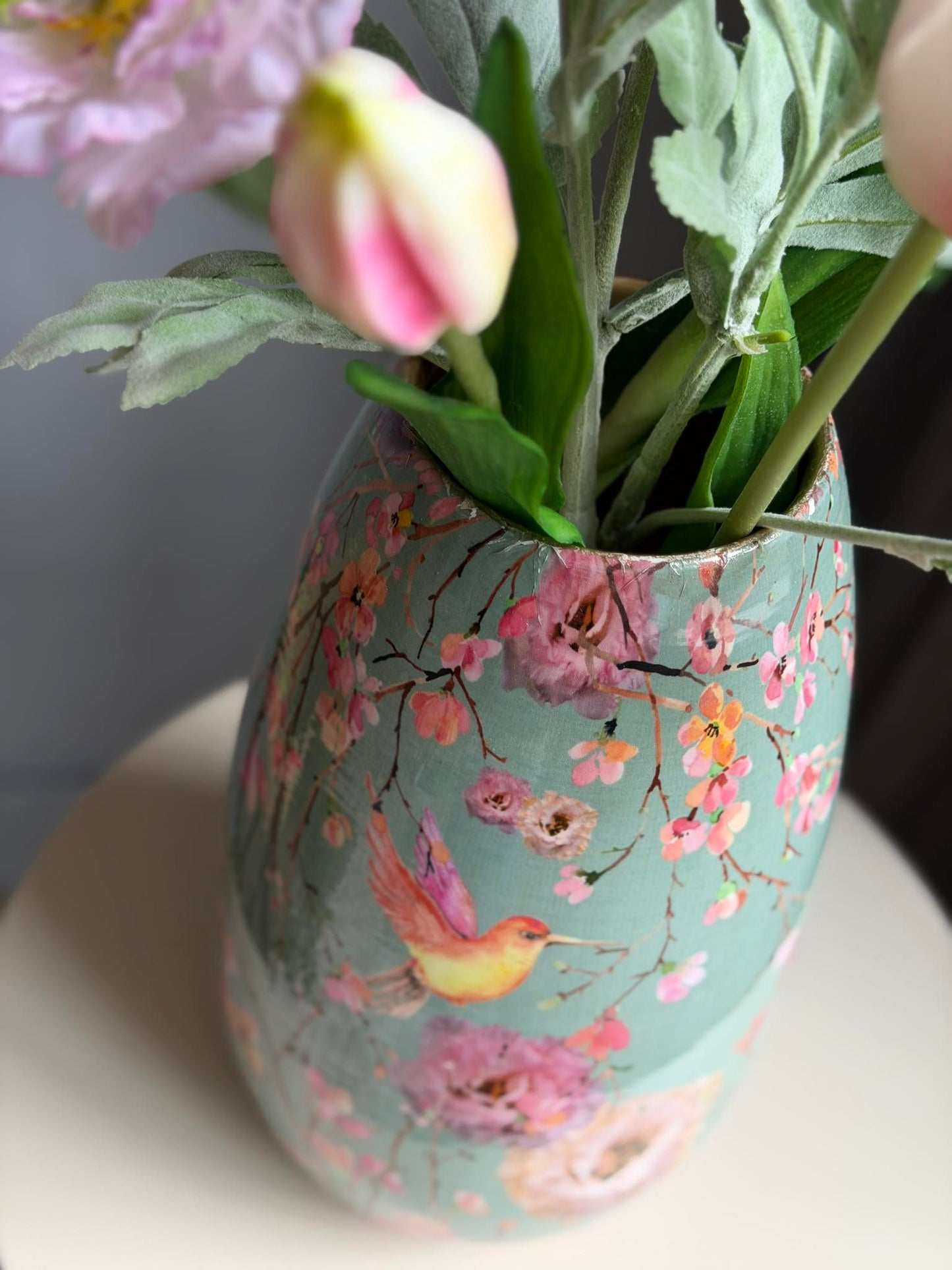 Vase Flower print 25 cm - Grøn