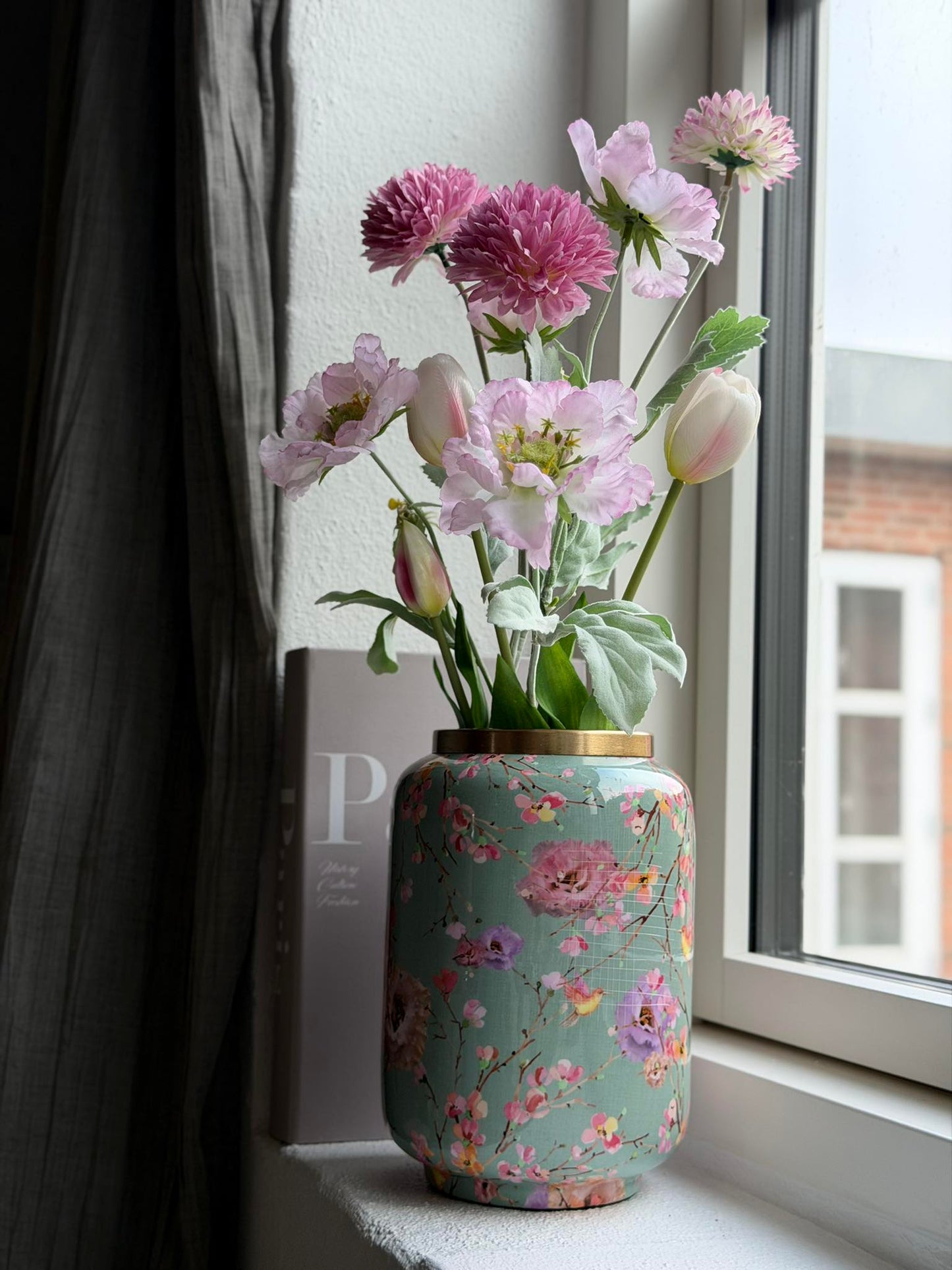 Vase Flower print  - Grøn