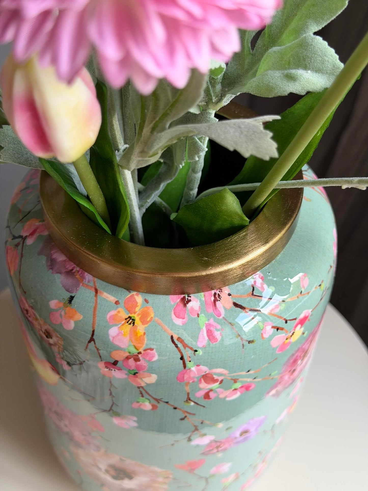 Vase Flower print  - Grøn