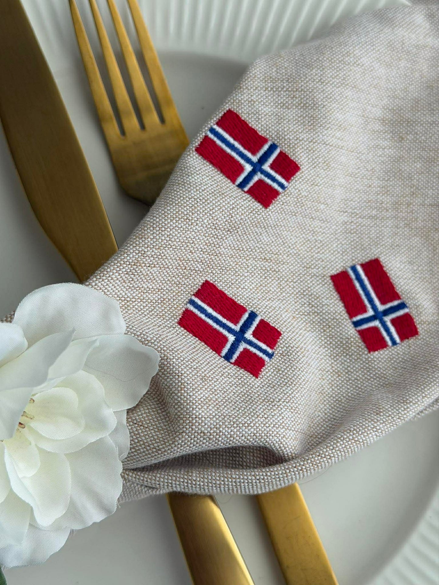 Mundservietter med Norske flag – 4 stk