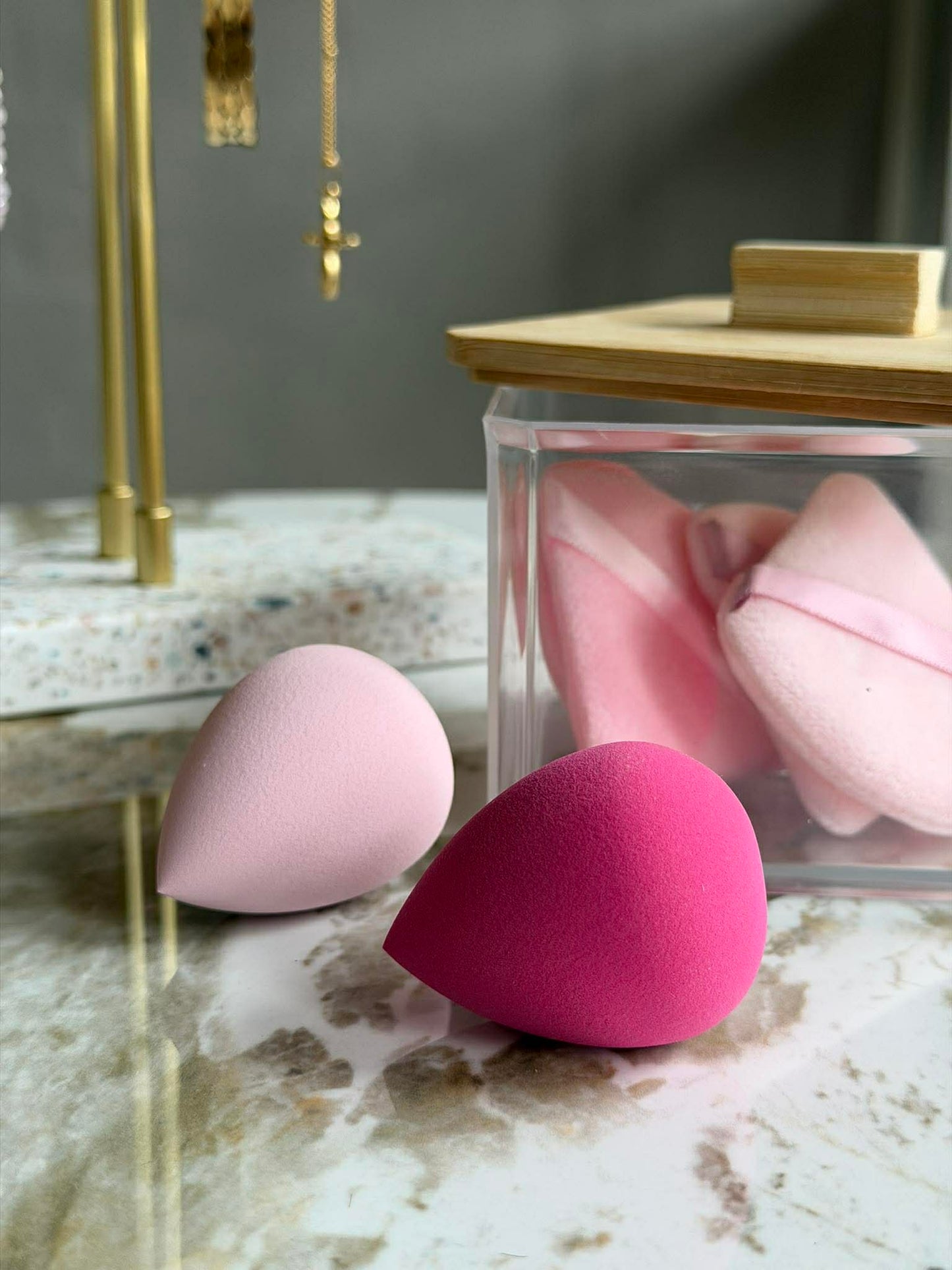 Makeup organiser med svampe - Firkantet