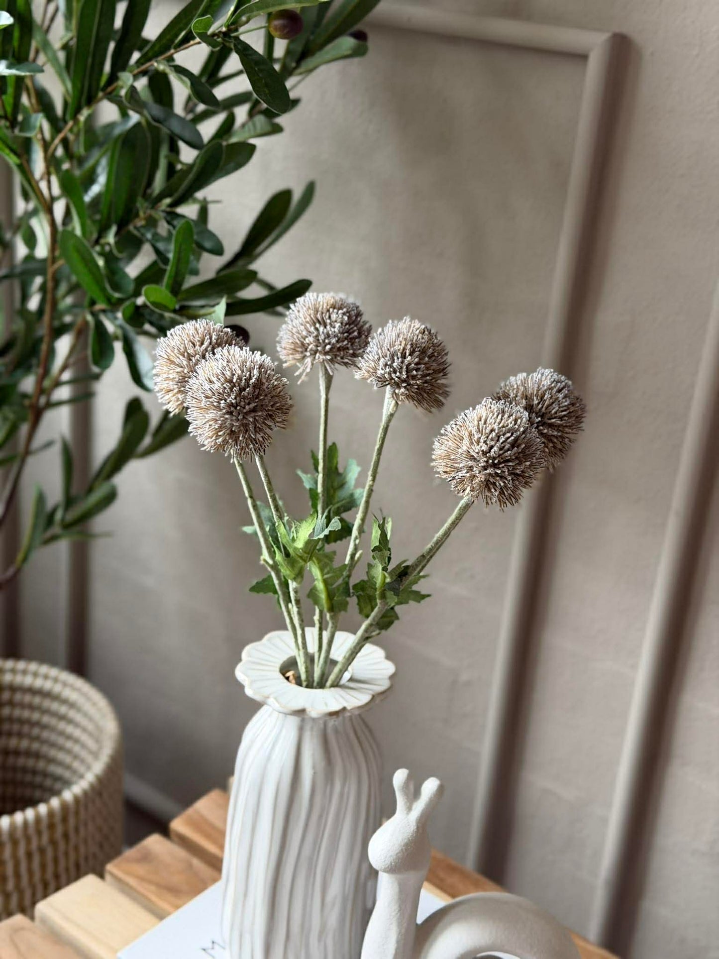 Blomsterbuket 38 cm - Grå