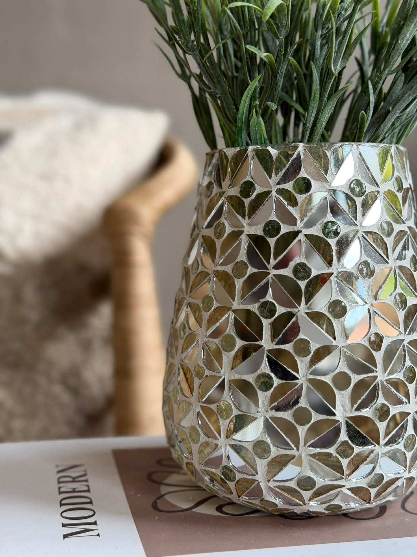 Mosaik lysestage i glas til fyrfadslys