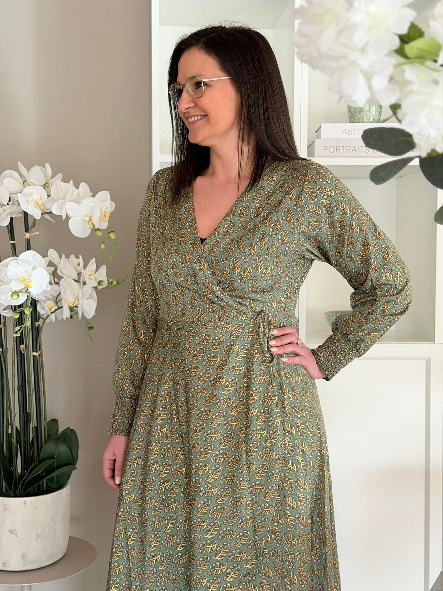 Kjole Luna wrap - Olive Mist