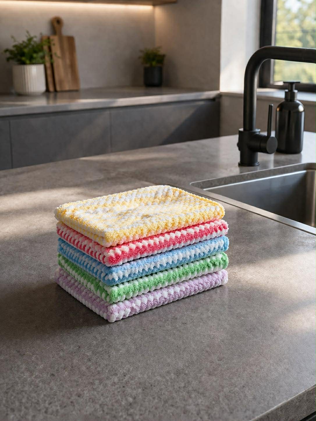 Microfiberklude Striber - Pakke med 5 stk