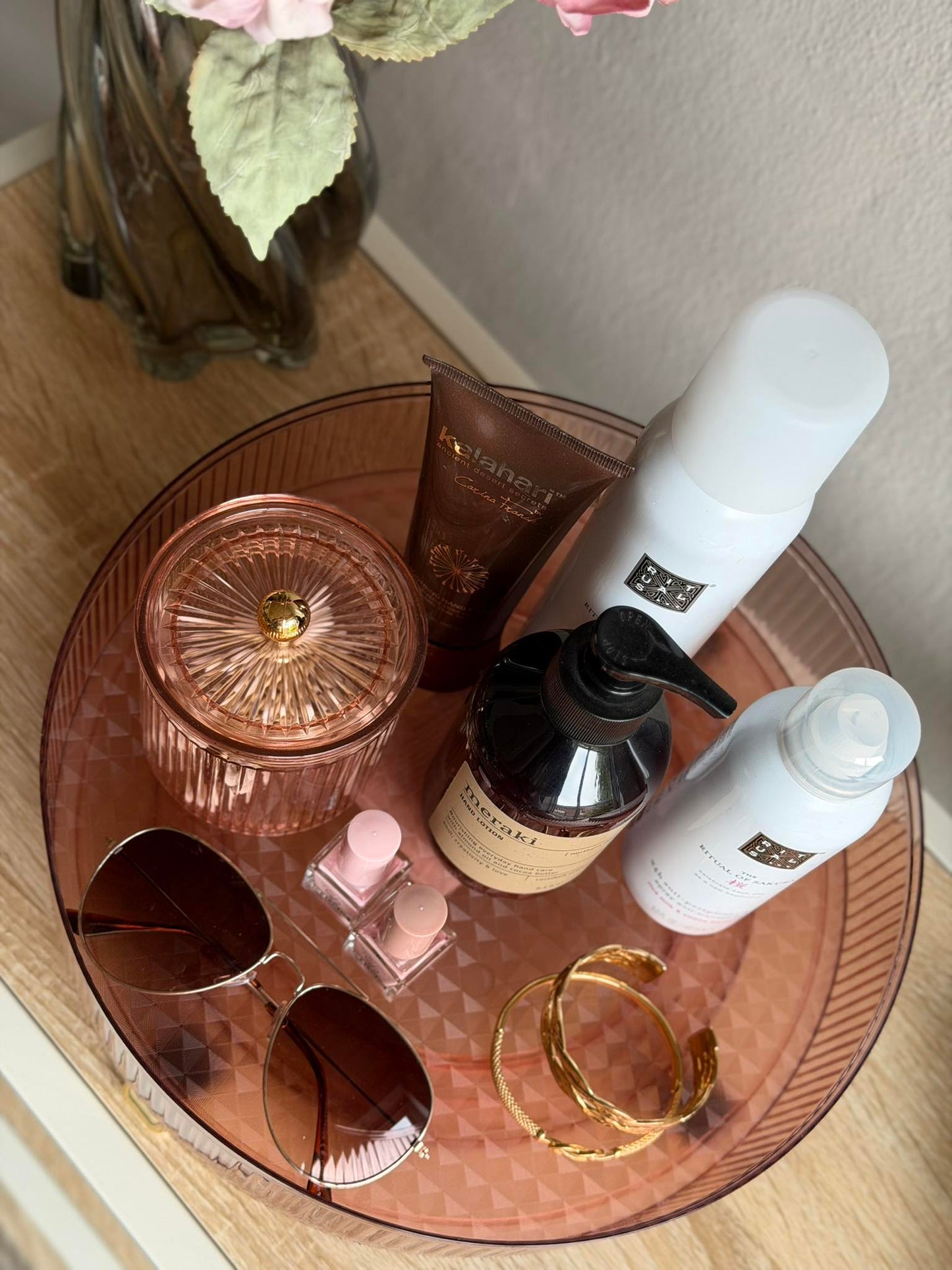 Rund Makeup organiser - Rosa