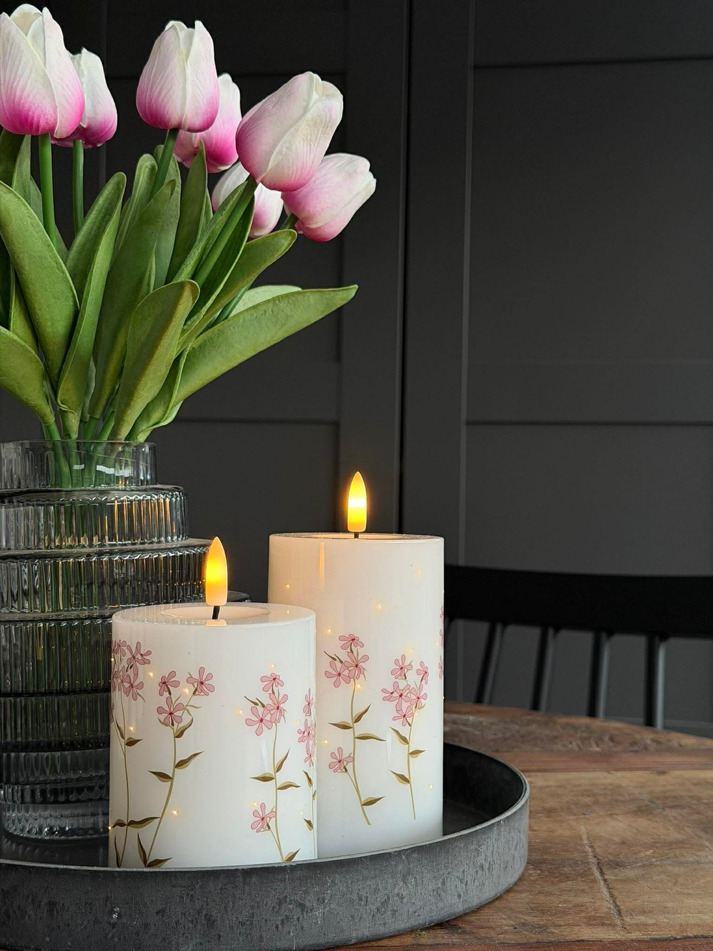 LED Bloklys TWINKLE flower - Sæt med 2stk.