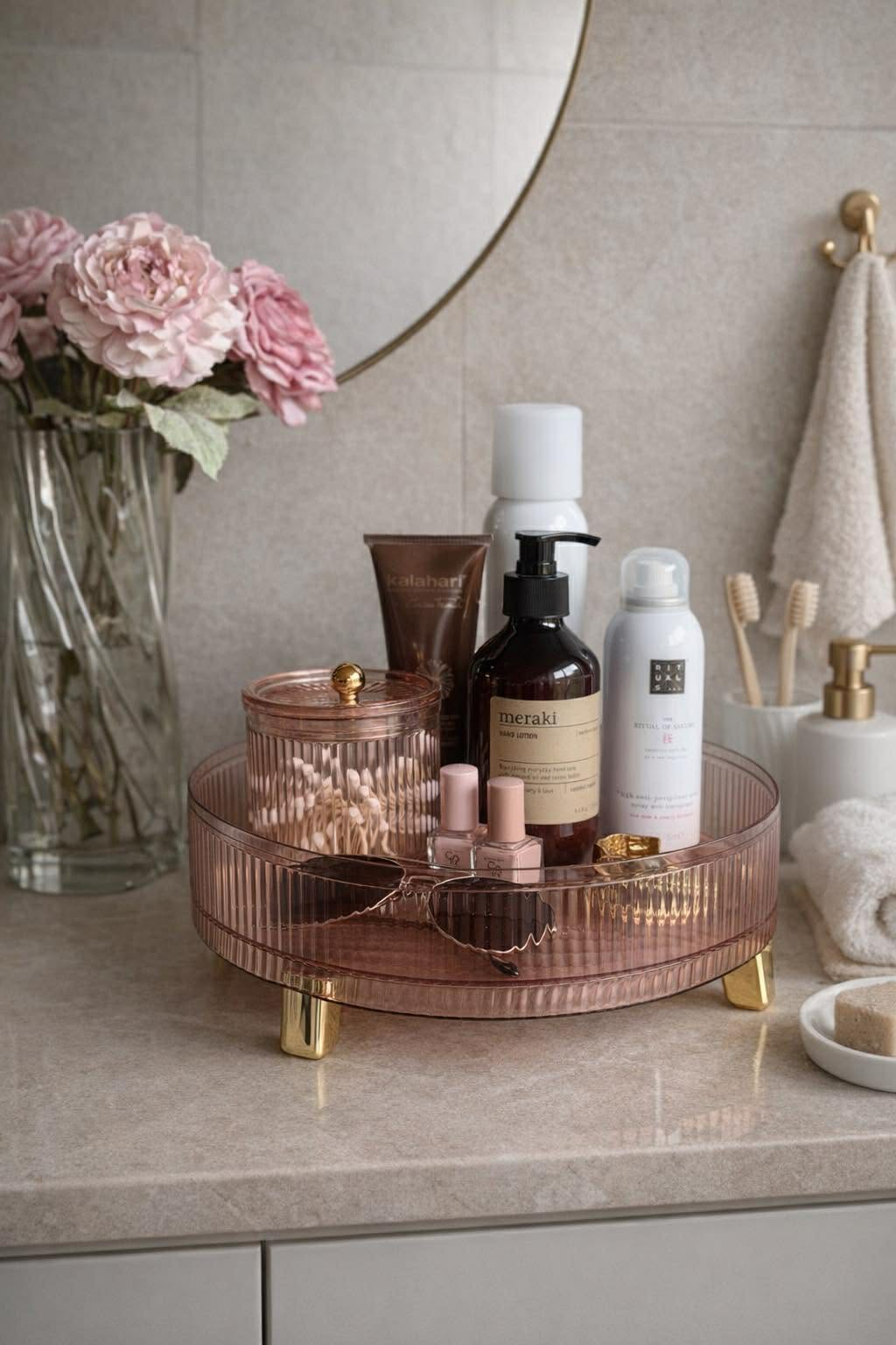 Rund Makeup organiser - Rosa